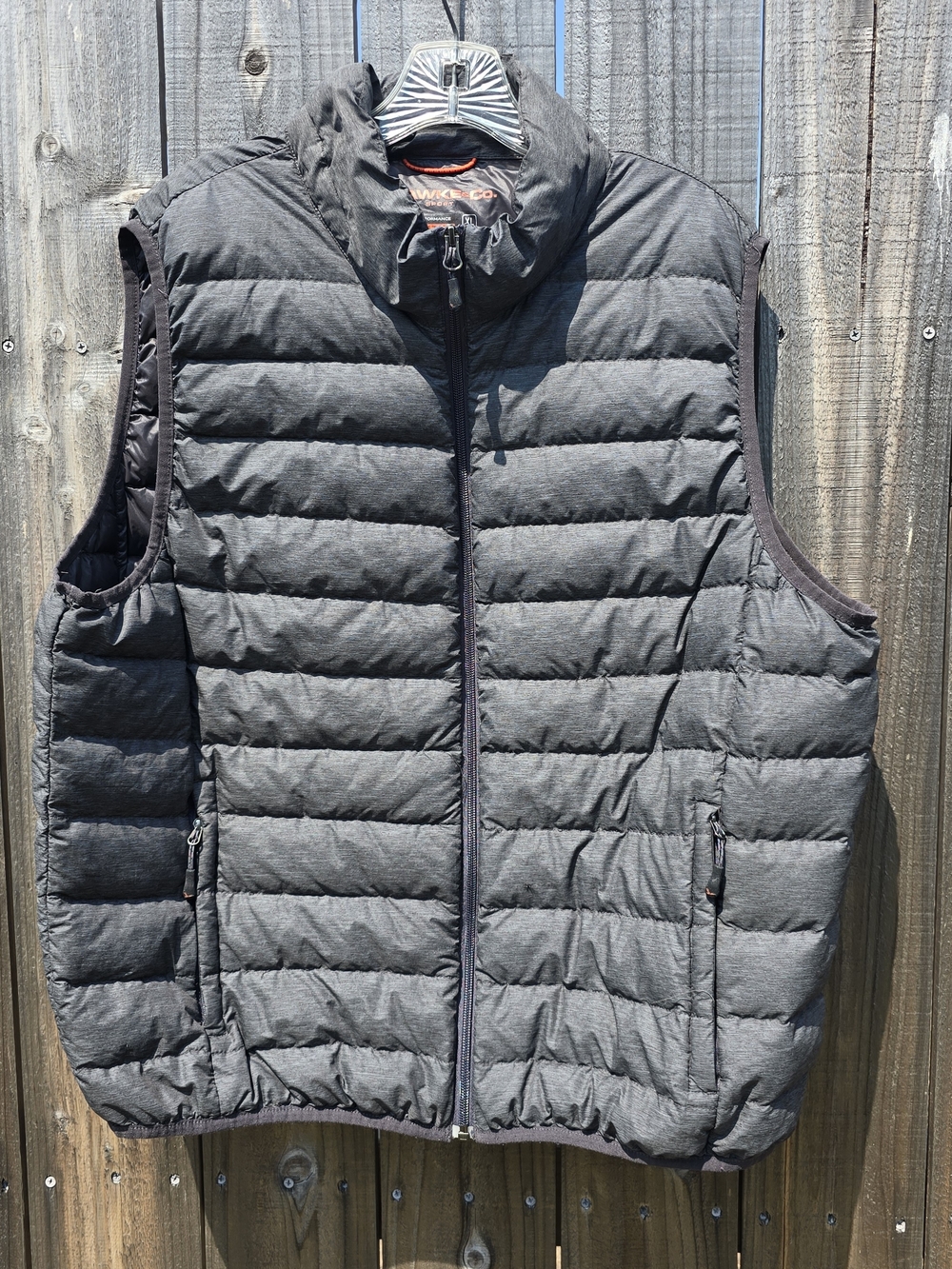 Hawke & Co Mens X-Large Down Puffer Vest Gray 90% Duck Down Lightweight Packable
